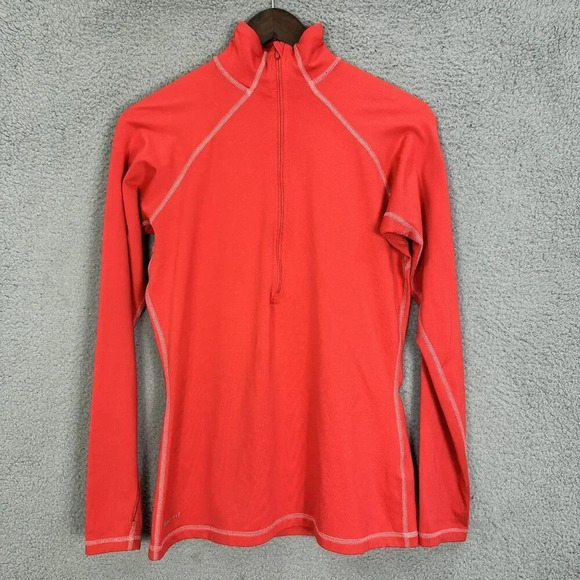Nike sweatshirt womens large red 1/2 zip dri fit pro‎ swoosh logo gym athleisure - Picture 1 of 10